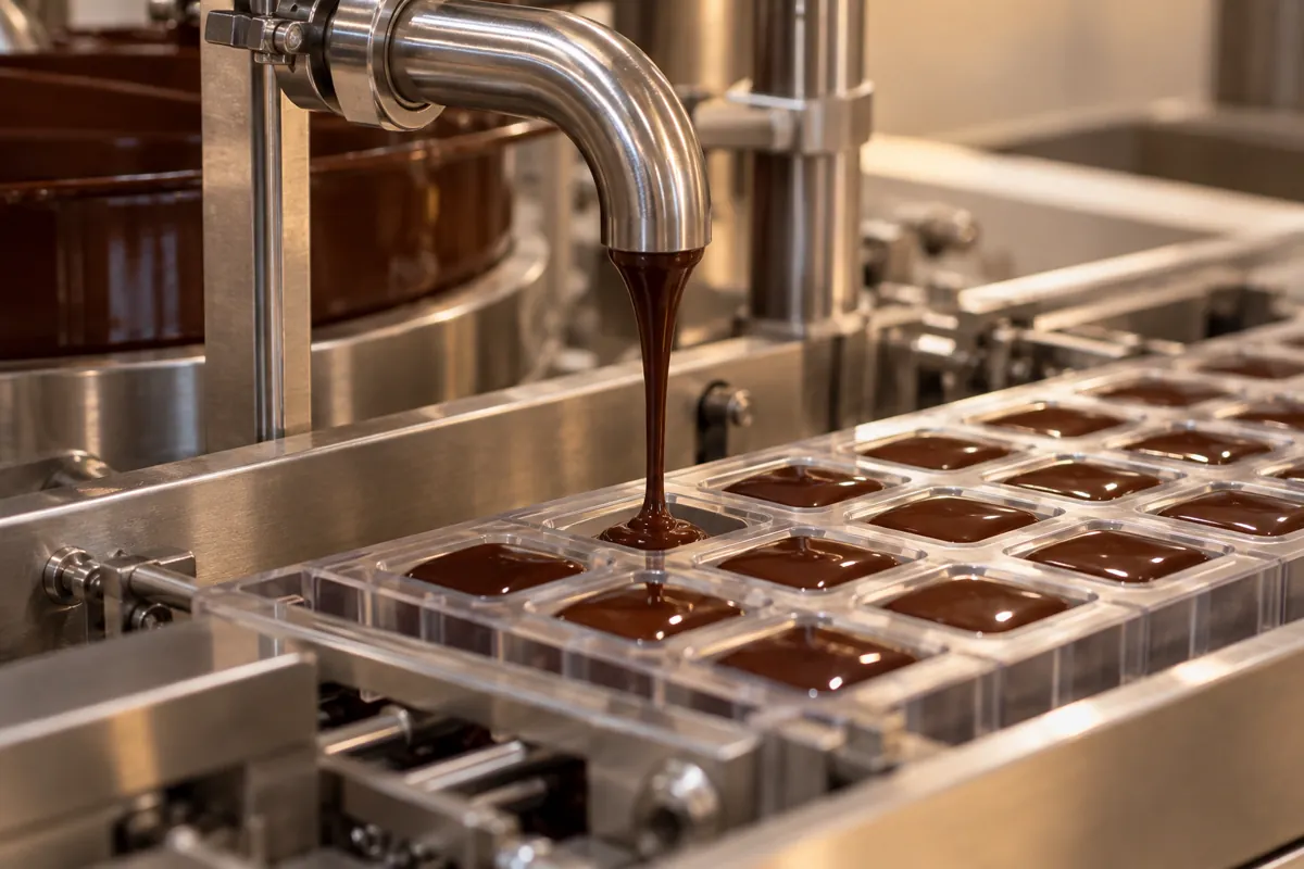 Temporary illustration: Chocolate pouring and tempering